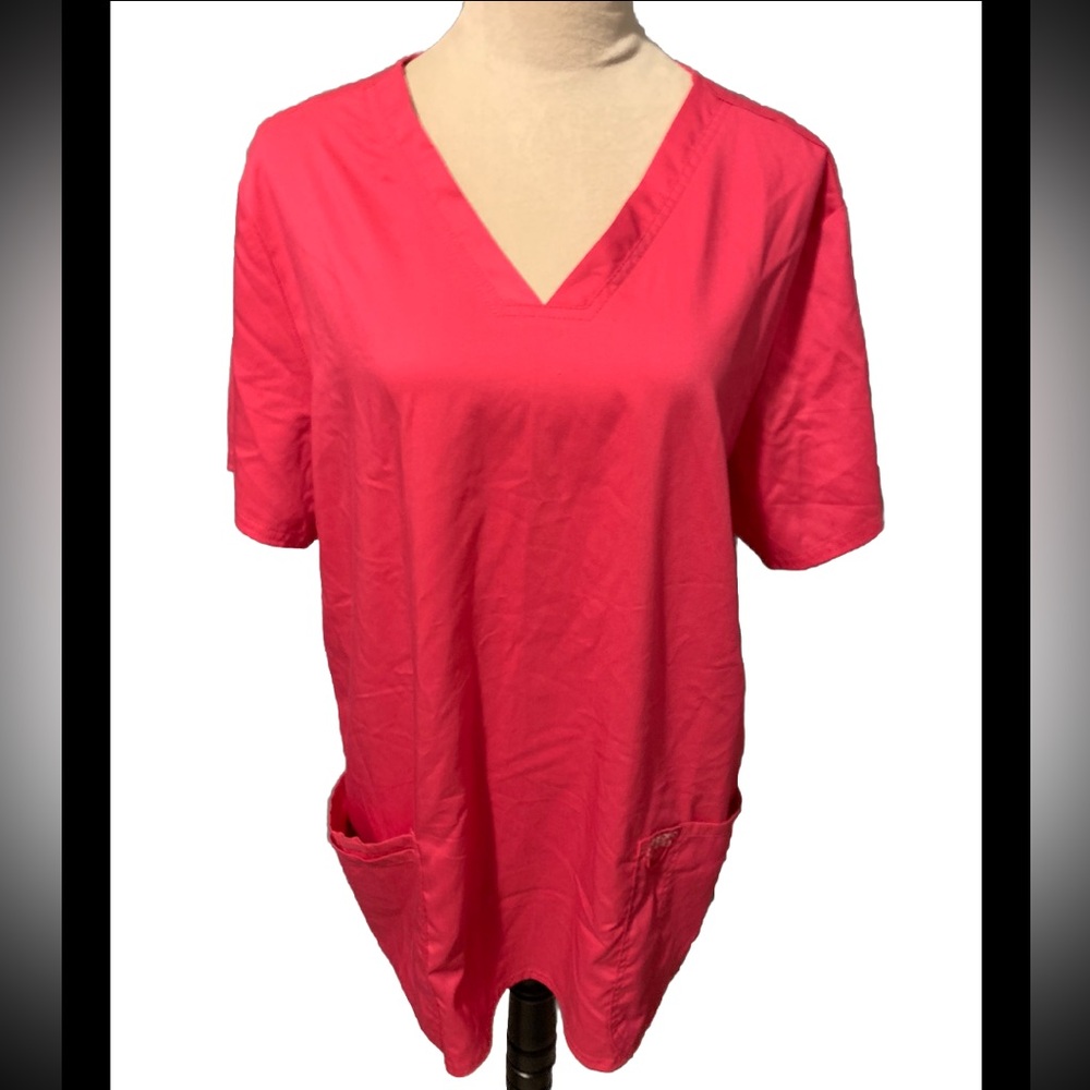 Cherokee Revolution Scrub Top Hot Pink V Neck Size XL